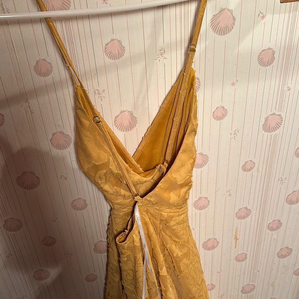 Lulu's Yellow Gold Mini Sundress - Picture 3 of 3